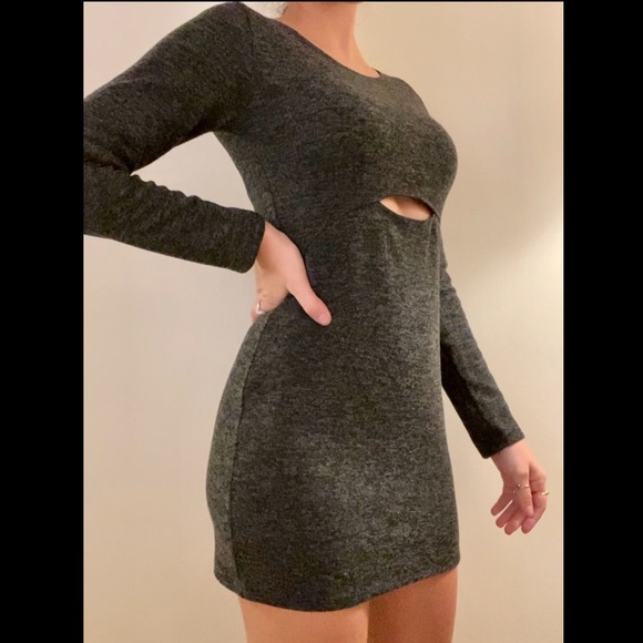 Heather Grey Mini Long Sleeve Dress- never worn - Picture 2 of 2
